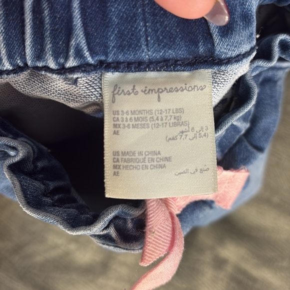 Blue Denim Kids Bottoms with Pink Bow - Picture 3 of 3